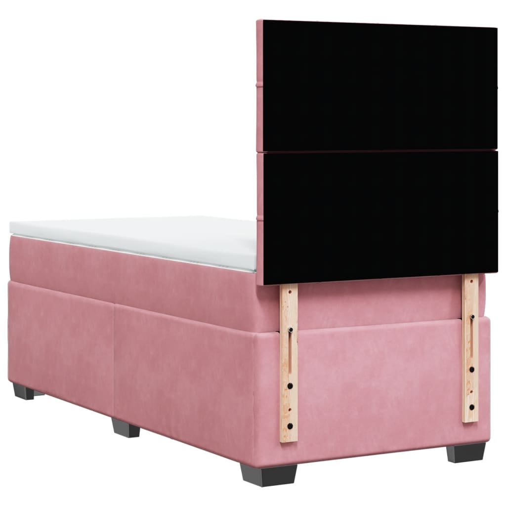 Boxspring met matras fluweel roze 90x190 cm Bedden & bedframes | Creëer jouw Trendy Thuis | Gratis bezorgd & Retour | Trendy.nl