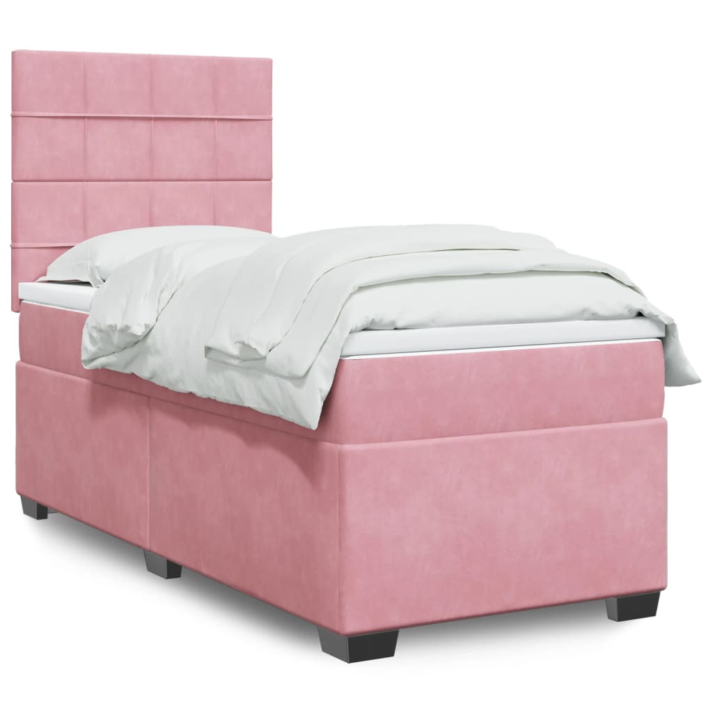 Boxspring met matras fluweel roze 90x190 cm Bedden & bedframes | Creëer jouw Trendy Thuis | Gratis bezorgd & Retour | Trendy.nl