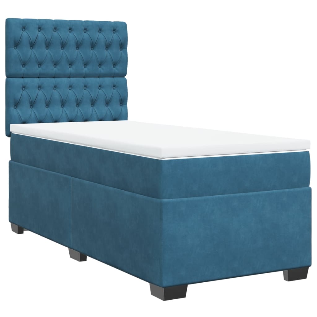 Boxspring met matras fluweel blauw 90x190 cm Bedden & bedframes | Creëer jouw Trendy Thuis | Gratis bezorgd & Retour | Trendy.nl