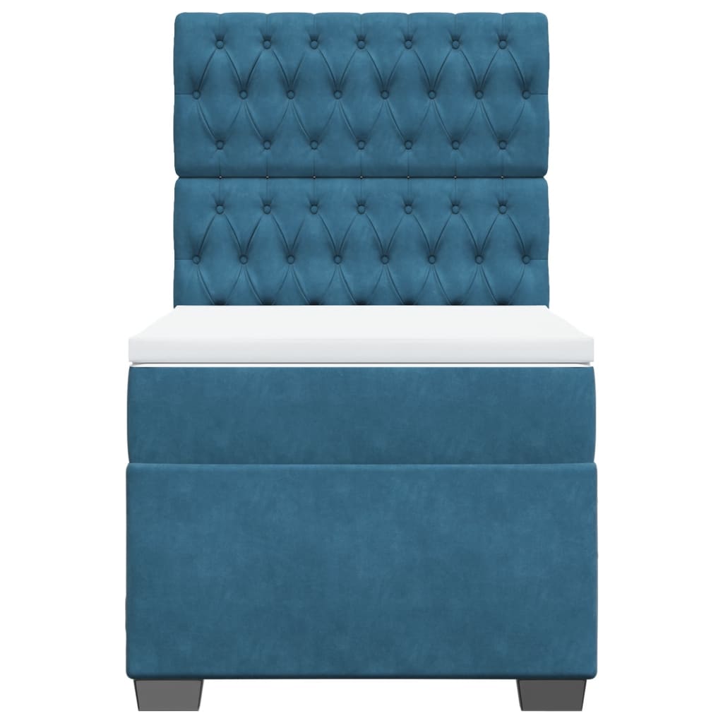 Boxspring met matras fluweel blauw 90x190 cm Bedden & bedframes | Creëer jouw Trendy Thuis | Gratis bezorgd & Retour | Trendy.nl