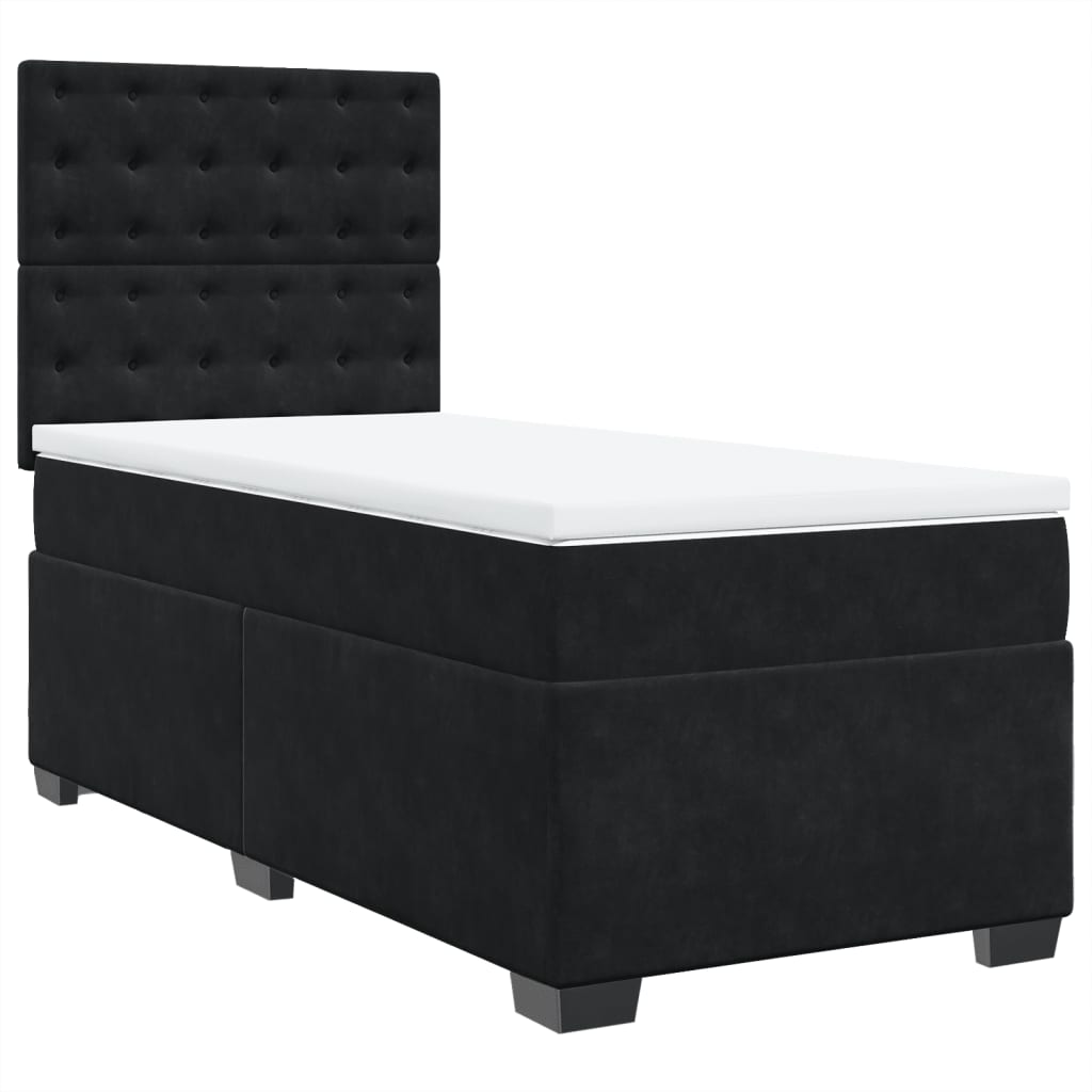 Boxspring met matras fluweel zwart 90x190 cm Bedden & bedframes | Creëer jouw Trendy Thuis | Gratis bezorgd & Retour | Trendy.nl