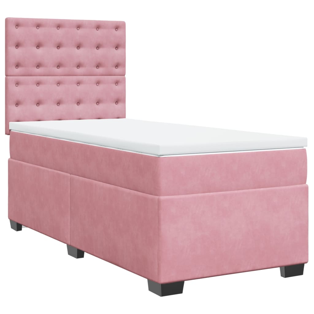 Boxspring met matras fluweel roze 90x190 cm Bedden & bedframes | Creëer jouw Trendy Thuis | Gratis bezorgd & Retour | Trendy.nl