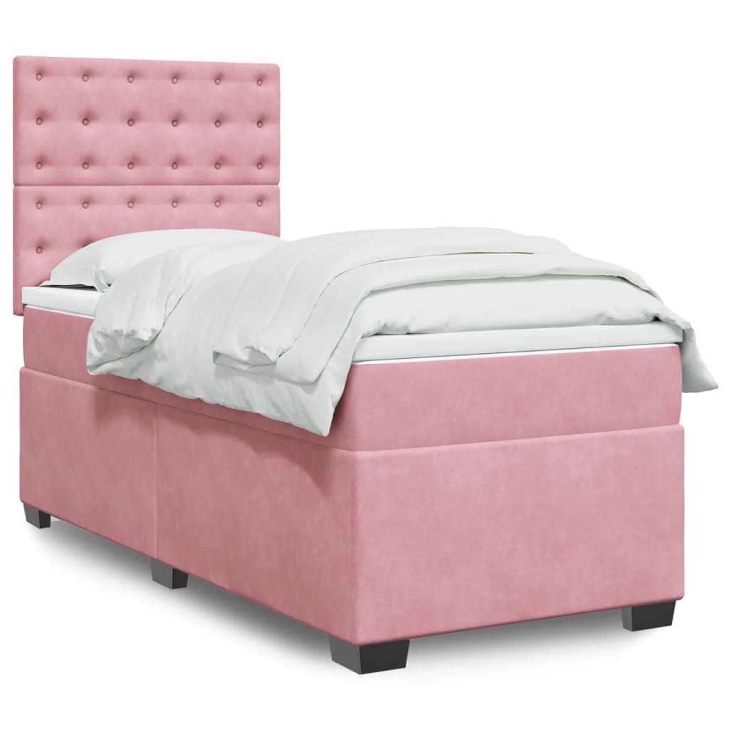 Boxspring met matras fluweel roze 90x190 cm Bedden & bedframes | Creëer jouw Trendy Thuis | Gratis bezorgd & Retour | Trendy.nl