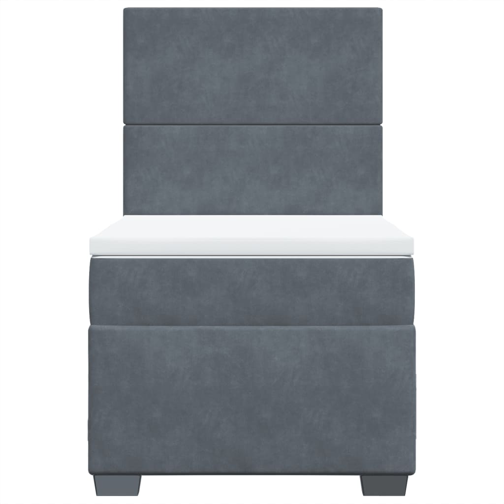 Boxspring met matras fluweel donkergrijs 90x200 cm Bedden & bedframes | Creëer jouw Trendy Thuis | Gratis bezorgd & Retour | Trendy.nl