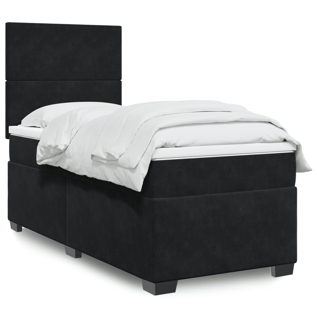 Boxspring met matras fluweel zwart 90x200 cm Bedden & bedframes | Creëer jouw Trendy Thuis | Gratis bezorgd & Retour | Trendy.nl