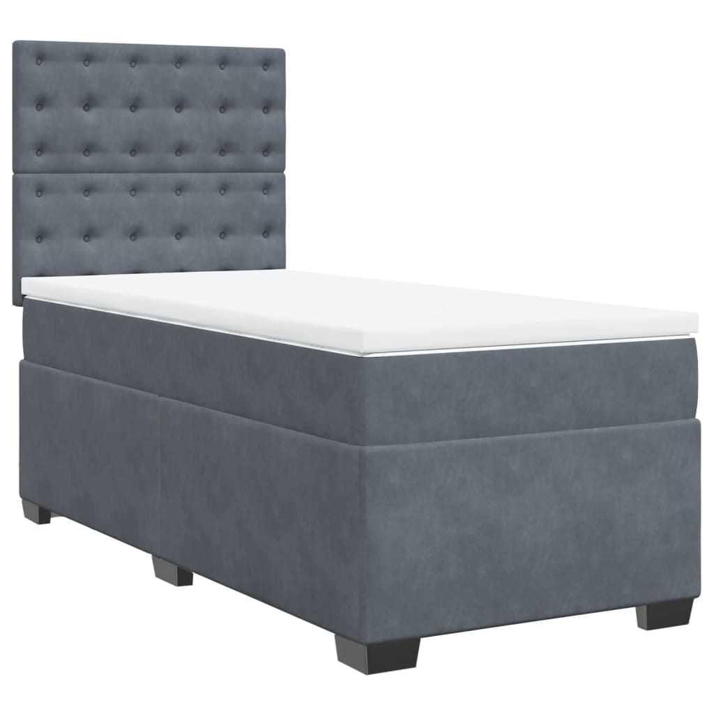 Boxspring met matras fluweel donkergrijs 90x200 cm Bedden & bedframes | Creëer jouw Trendy Thuis | Gratis bezorgd & Retour | Trendy.nl