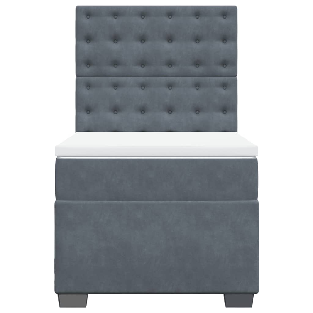 Boxspring met matras fluweel donkergrijs 90x200 cm Bedden & bedframes | Creëer jouw Trendy Thuis | Gratis bezorgd & Retour | Trendy.nl