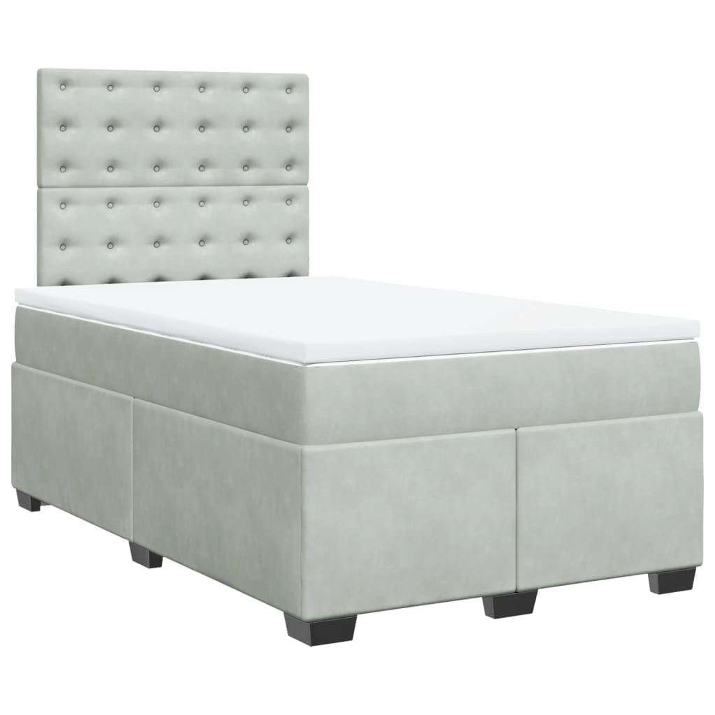 Boxspring met matras fluweel lichtgrijs 120x190 cm Bedden & bedframes | Creëer jouw Trendy Thuis | Gratis bezorgd & Retour | Trendy.nl