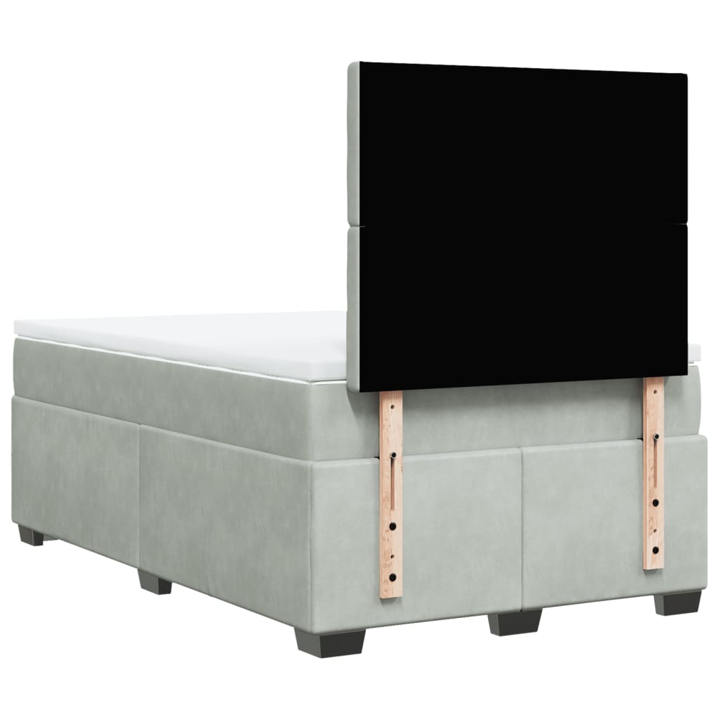 Boxspring met matras fluweel lichtgrijs 120x190 cm Bedden & bedframes | Creëer jouw Trendy Thuis | Gratis bezorgd & Retour | Trendy.nl