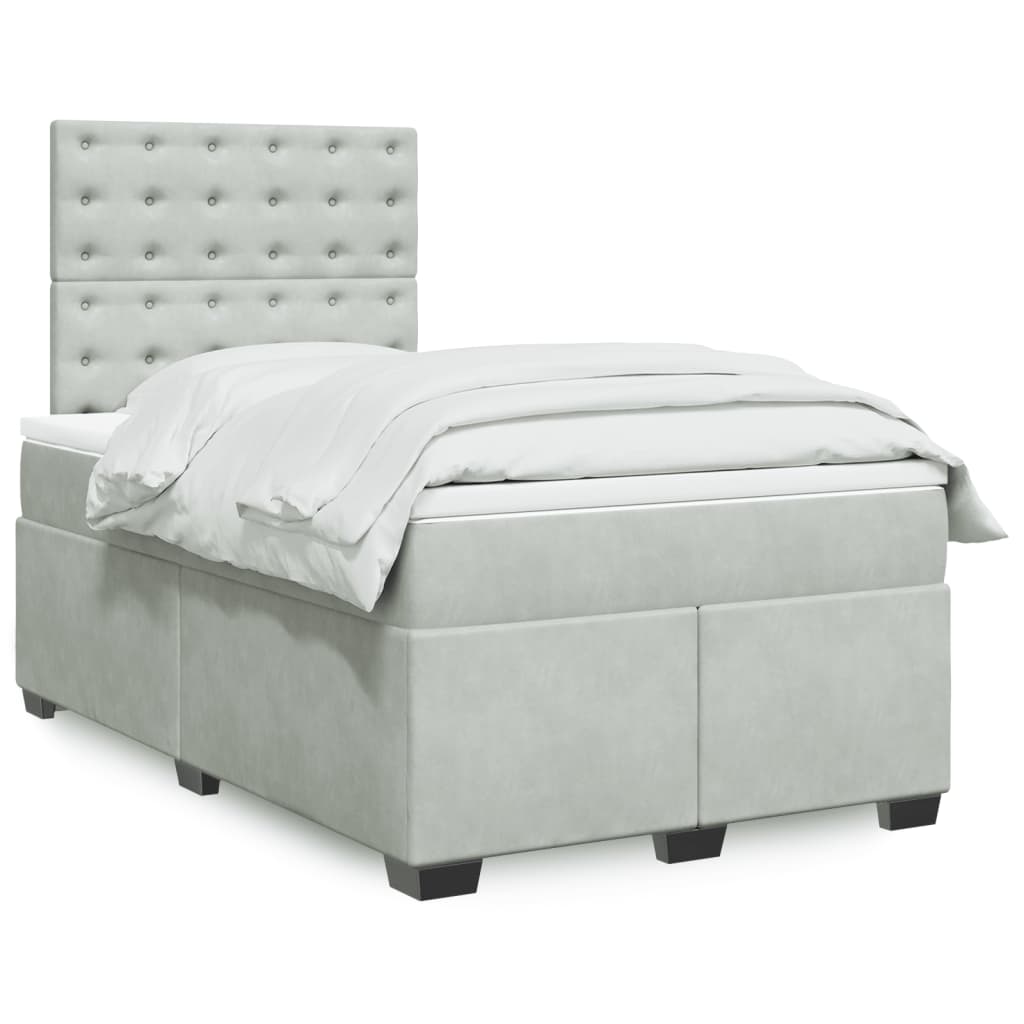 Boxspring met matras fluweel lichtgrijs 120x190 cm Bedden & bedframes | Creëer jouw Trendy Thuis | Gratis bezorgd & Retour | Trendy.nl