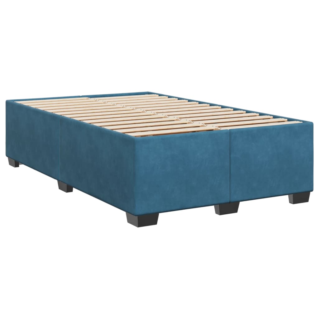 Boxspring met matras fluweel blauw 120x190 cm