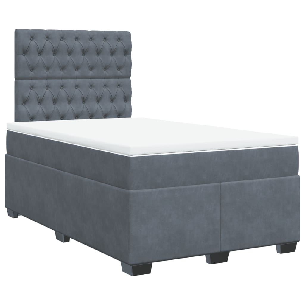 Boxspring met matras fluweel donkergrijs 120x200 cm Bedden & bedframes | Creëer jouw Trendy Thuis | Gratis bezorgd & Retour | Trendy.nl