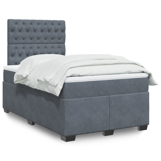 Boxspring met matras fluweel donkergrijs 120x200 cm Bedden & bedframes | Creëer jouw Trendy Thuis | Gratis bezorgd & Retour | Trendy.nl