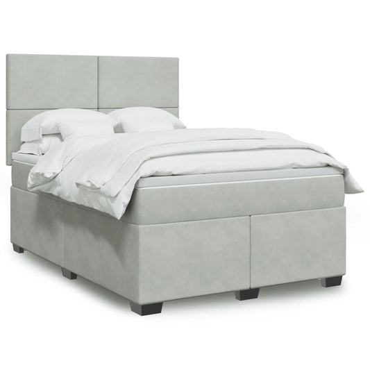 Boxspring met matras fluweel lichtgrijs 140x190 cm Bedden & bedframes | Creëer jouw Trendy Thuis | Gratis bezorgd & Retour | Trendy.nl