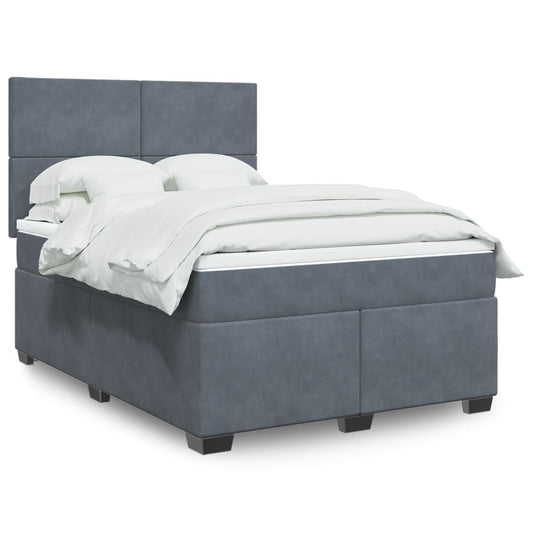 Boxspring met matras fluweel donkergrijs 140x190 cm Bedden & bedframes | Creëer jouw Trendy Thuis | Gratis bezorgd & Retour | Trendy.nl