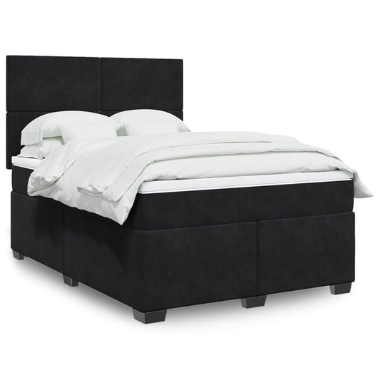 Boxspring met matras fluweel zwart 140x190 cm Bedden & bedframes | Creëer jouw Trendy Thuis | Gratis bezorgd & Retour | Trendy.nl