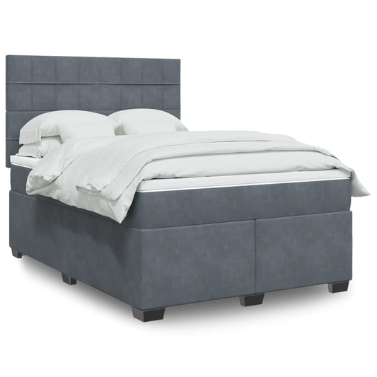 Boxspring met matras fluweel donkergrijs 140x190 cm Bedden & bedframes | Creëer jouw Trendy Thuis | Gratis bezorgd & Retour | Trendy.nl