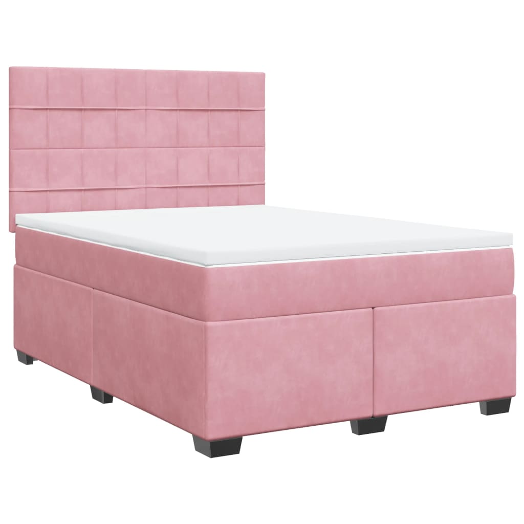 Boxspring met matras fluweel roze 140x190 cm Bedden & bedframes | Creëer jouw Trendy Thuis | Gratis bezorgd & Retour | Trendy.nl