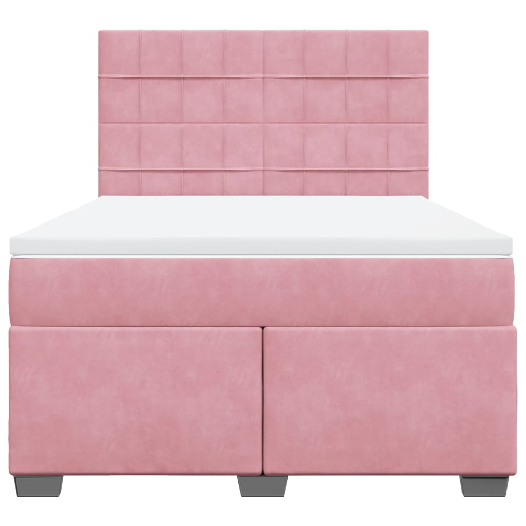 Boxspring met matras fluweel roze 140x190 cm Bedden & bedframes | Creëer jouw Trendy Thuis | Gratis bezorgd & Retour | Trendy.nl