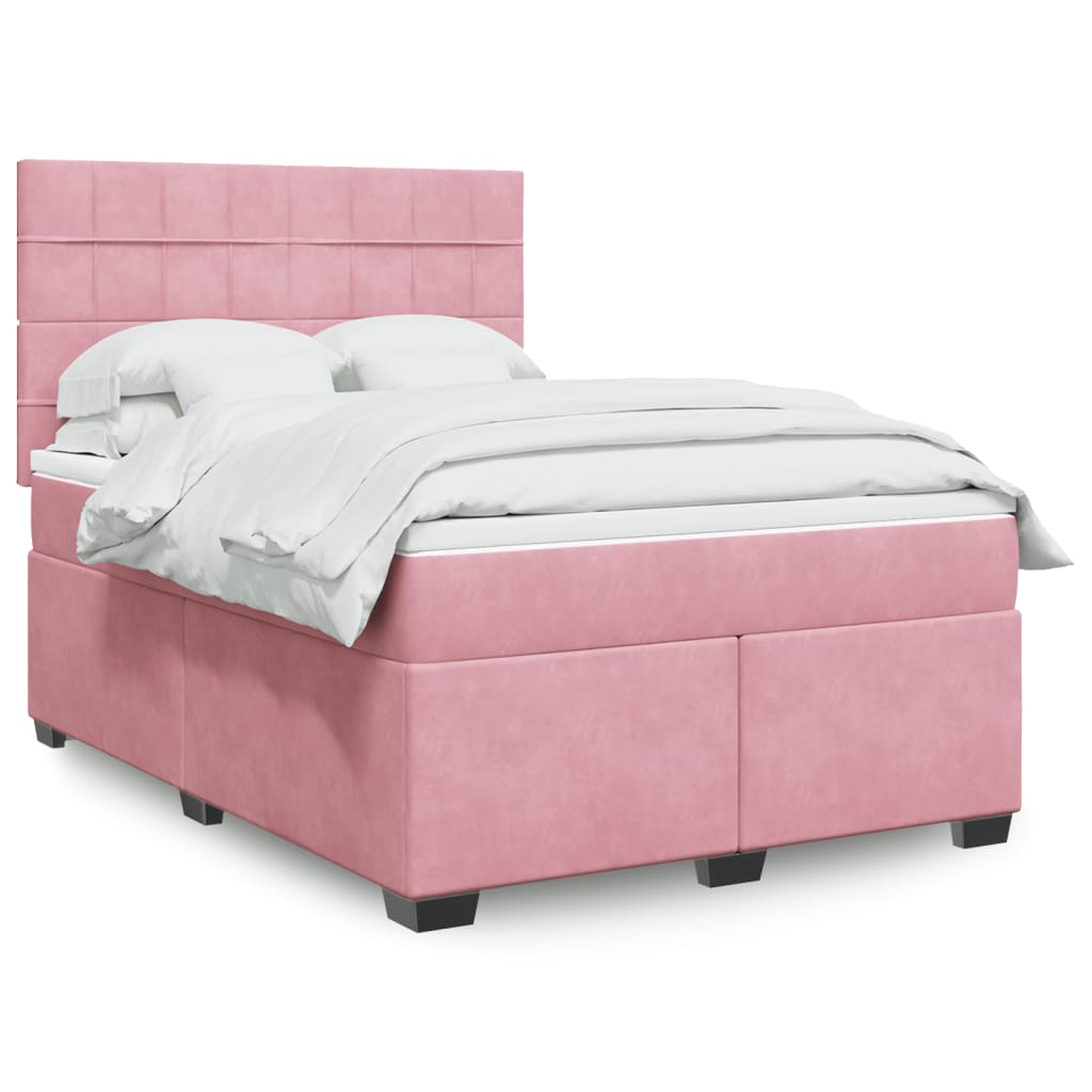 Boxspring met matras fluweel roze 140x190 cm Bedden & bedframes | Creëer jouw Trendy Thuis | Gratis bezorgd & Retour | Trendy.nl