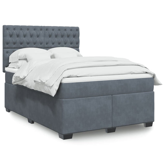 Boxspring met matras fluweel donkergrijs 140x190 cm Bedden & bedframes | Creëer jouw Trendy Thuis | Gratis bezorgd & Retour | Trendy.nl