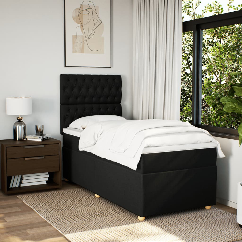 Boxspring met matras stof zwart 80x200 cm Bedden & bedframes | Creëer jouw Trendy Thuis | Gratis bezorgd & Retour | Trendy.nl