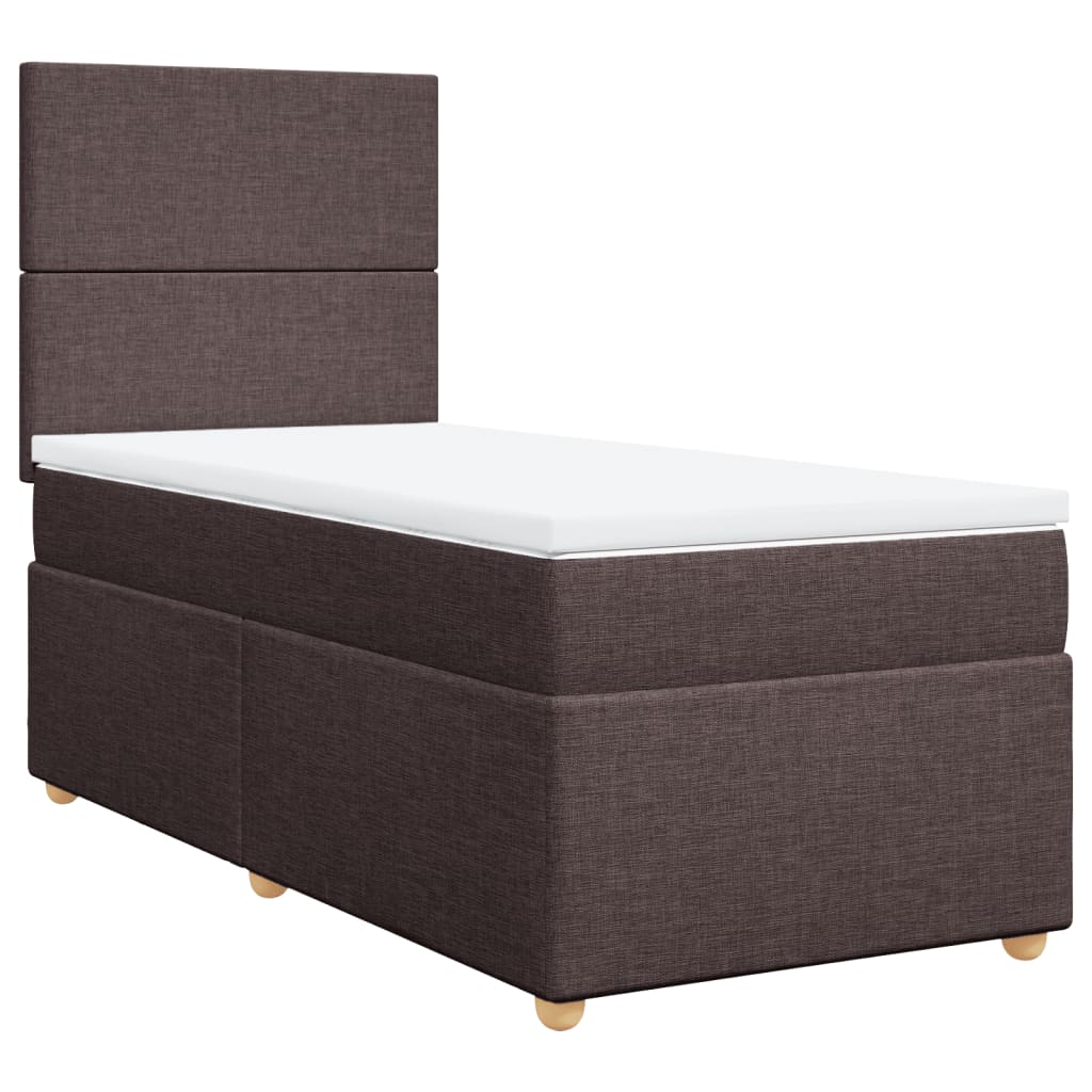 Boxspring met matras stof donkerbruin 90x190 cm Bedden & bedframes | Creëer jouw Trendy Thuis | Gratis bezorgd & Retour | Trendy.nl