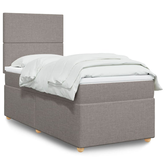 Boxspring met matras stof taupe 90x190 cm Bedden & bedframes | Creëer jouw Trendy Thuis | Gratis bezorgd & Retour | Trendy.nl