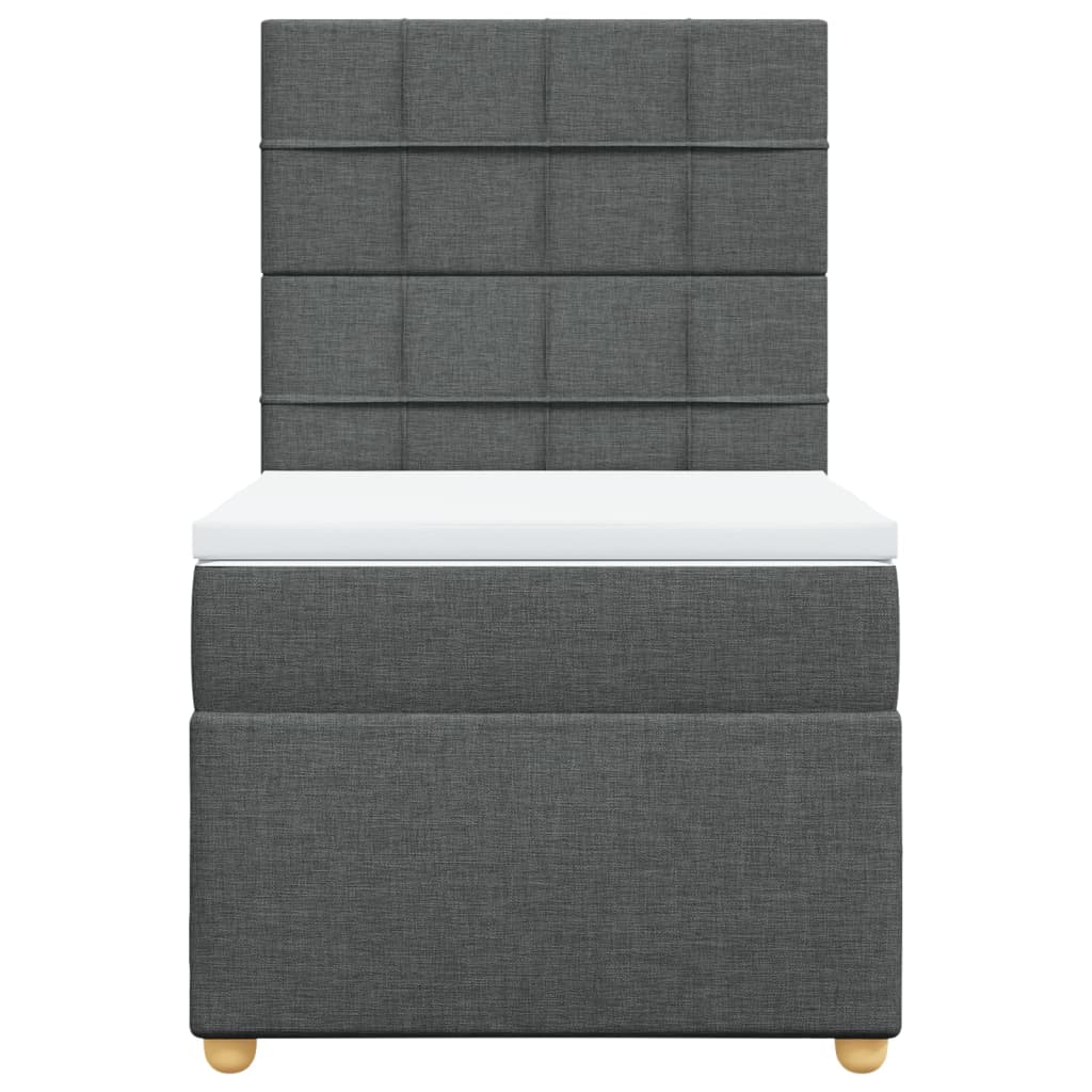 Boxspring met matras stof donkergrijs 90x190 cm Bedden & bedframes | Creëer jouw Trendy Thuis | Gratis bezorgd & Retour | Trendy.nl