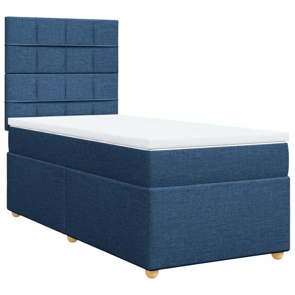 Boxspring met matras stof blauw 90x190 cm Bedden & bedframes | Creëer jouw Trendy Thuis | Gratis bezorgd & Retour | Trendy.nl