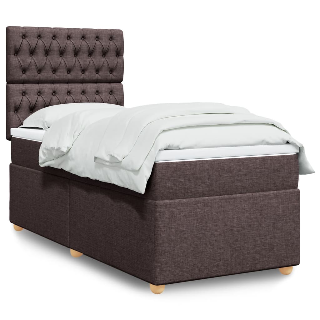 Boxspring met matras stof donkerbruin 90x190 cm Bedden & bedframes | Creëer jouw Trendy Thuis | Gratis bezorgd & Retour | Trendy.nl