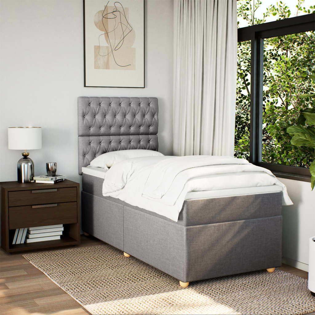 Boxspring met matras stof taupe 90x190 cm Bedden & bedframes | Creëer jouw Trendy Thuis | Gratis bezorgd & Retour | Trendy.nl