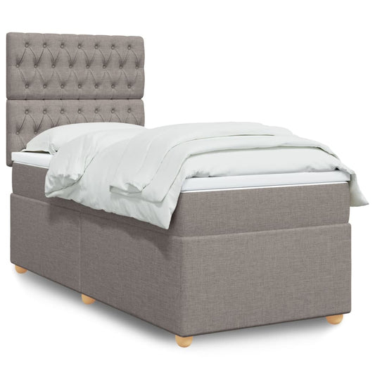 Boxspring met matras stof taupe 90x190 cm Bedden & bedframes | Creëer jouw Trendy Thuis | Gratis bezorgd & Retour | Trendy.nl