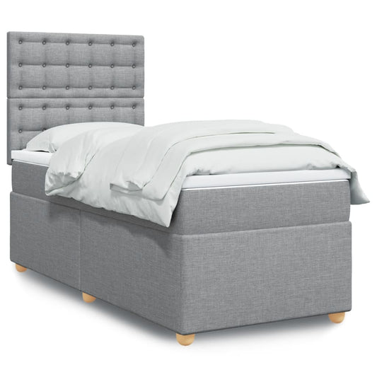 Boxspring met matras stof lichtgrijs 90x190 cm Bedden & bedframes | Creëer jouw Trendy Thuis | Gratis bezorgd & Retour | Trendy.nl