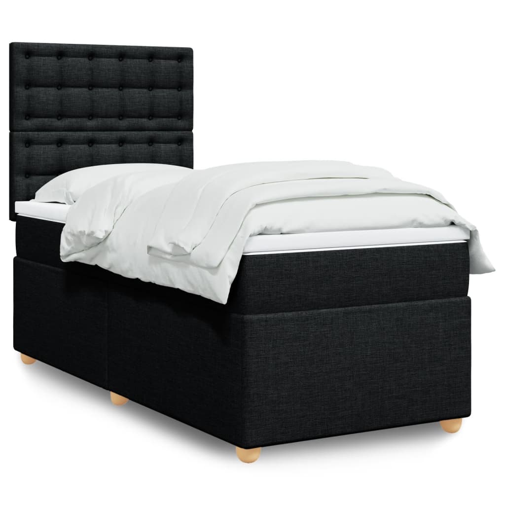 Boxspring met matras stof zwart 90x190 cm Bedden & bedframes | Creëer jouw Trendy Thuis | Gratis bezorgd & Retour | Trendy.nl