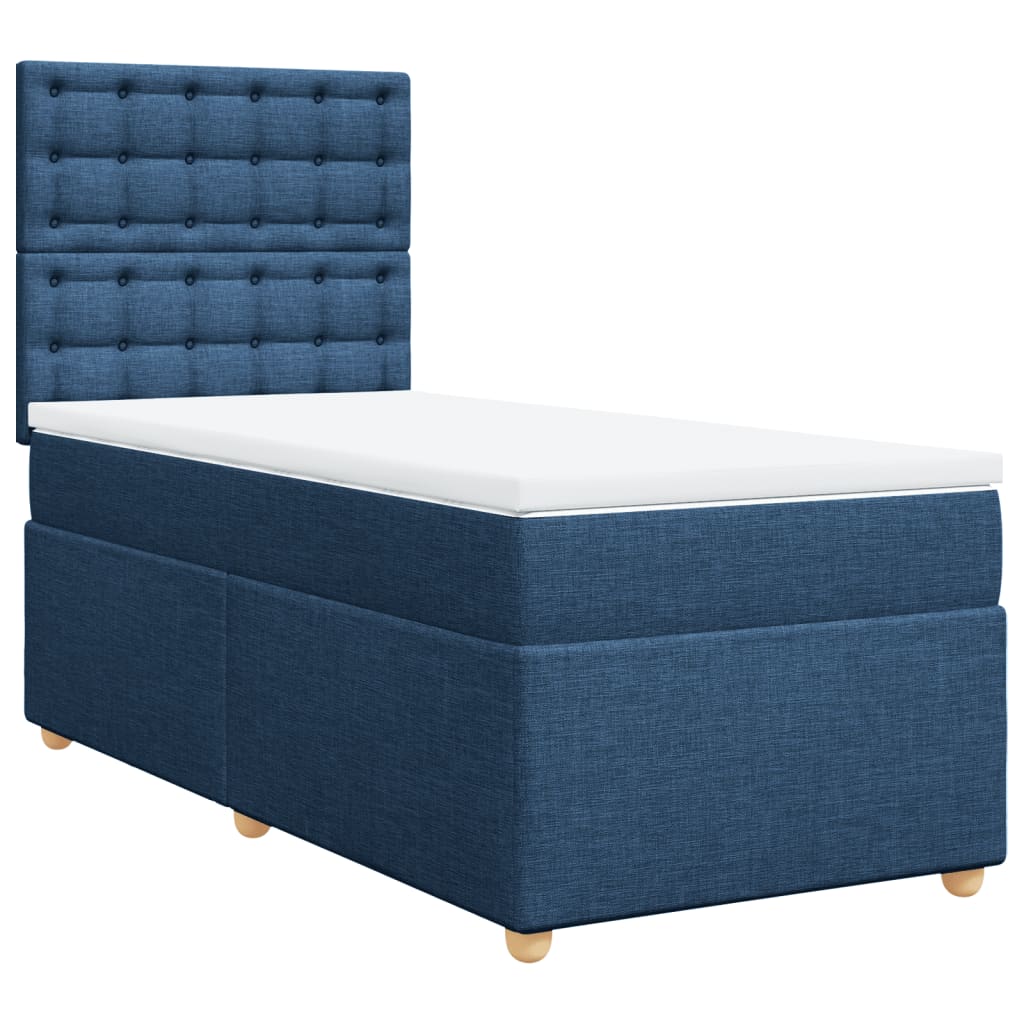 Boxspring met matras stof blauw 90x190 cm Bedden & bedframes | Creëer jouw Trendy Thuis | Gratis bezorgd & Retour | Trendy.nl