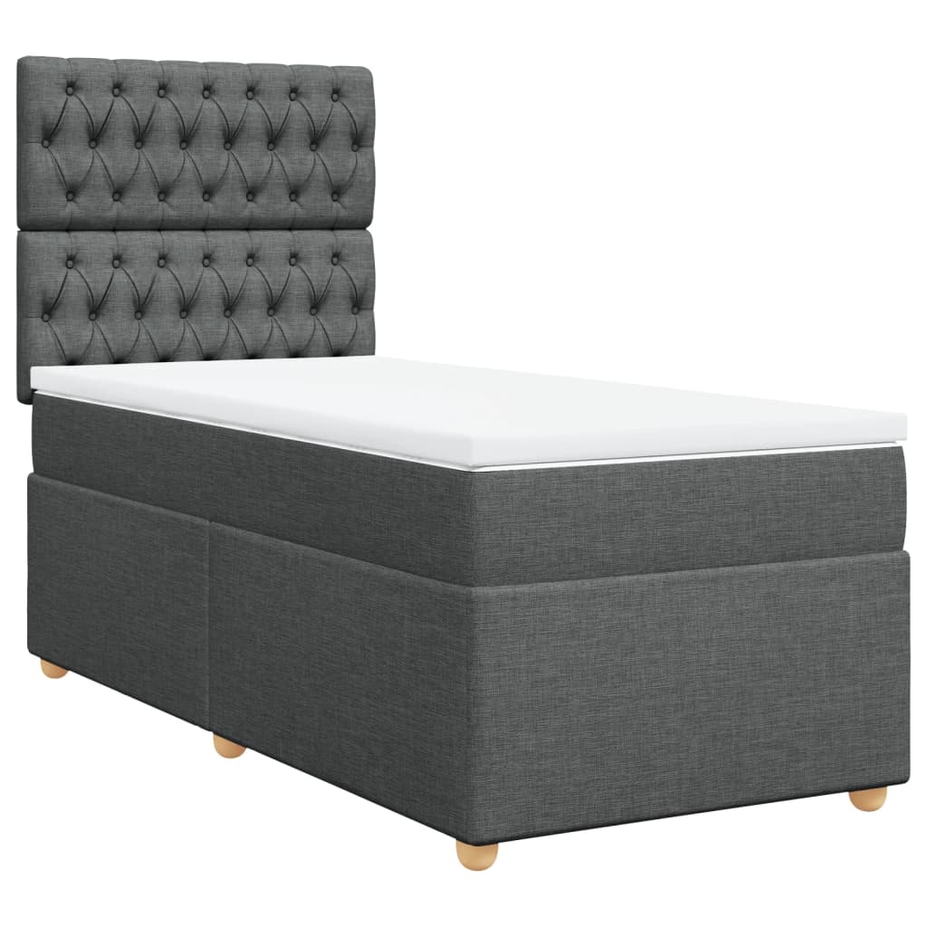 Boxspring met matras stof donkergrijs 100x200 cm Bedden & bedframes | Creëer jouw Trendy Thuis | Gratis bezorgd & Retour | Trendy.nl