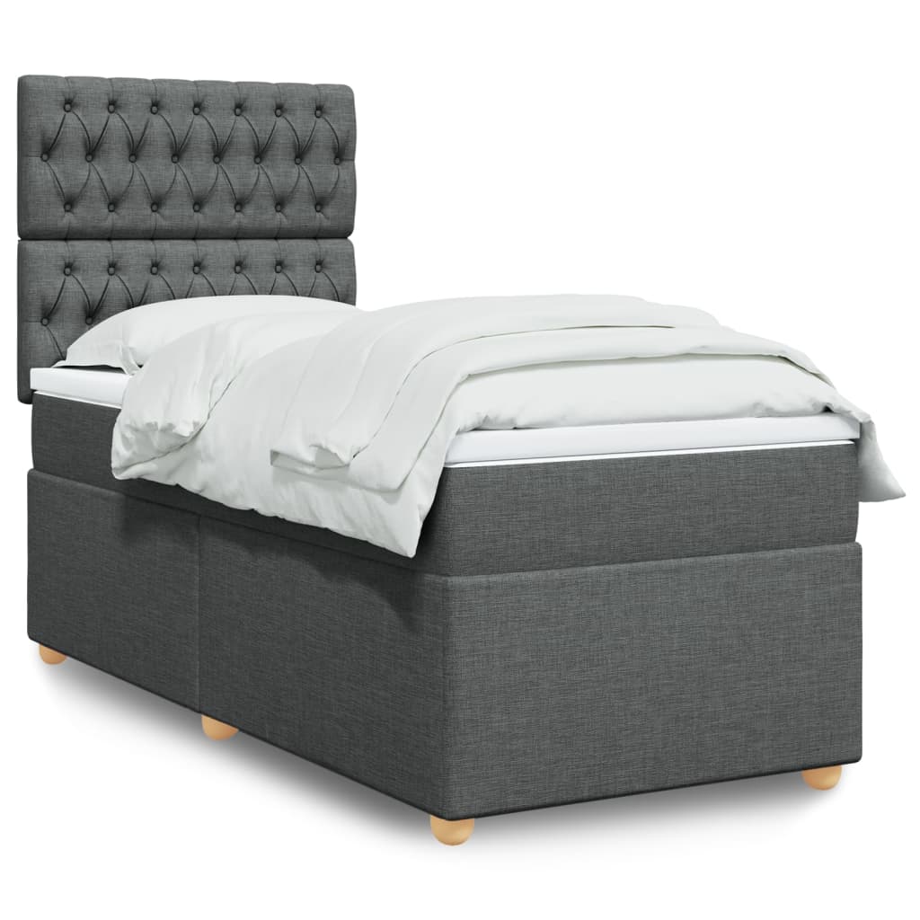 Boxspring met matras stof donkergrijs 100x200 cm Bedden & bedframes | Creëer jouw Trendy Thuis | Gratis bezorgd & Retour | Trendy.nl