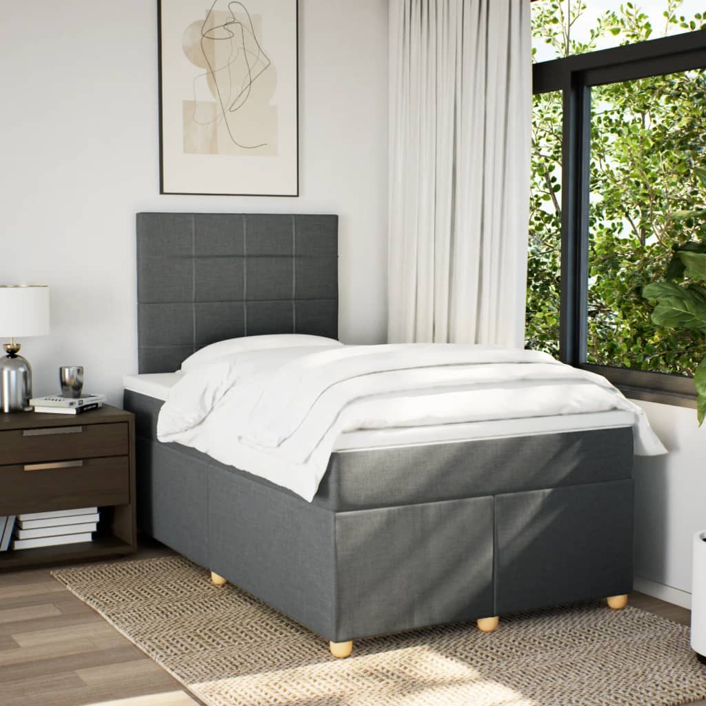 Boxspring met matras stof donkergrijs 120x190 cm Bedden & bedframes | Creëer jouw Trendy Thuis | Gratis bezorgd & Retour | Trendy.nl