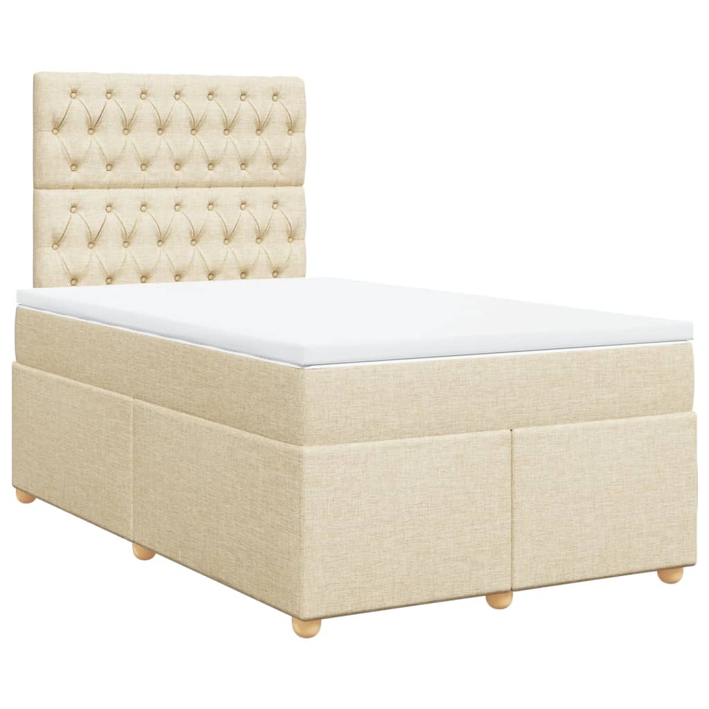 Boxspring met matras stof crèmekleurig 120x190 cm Bedden & bedframes | Creëer jouw Trendy Thuis | Gratis bezorgd & Retour | Trendy.nl