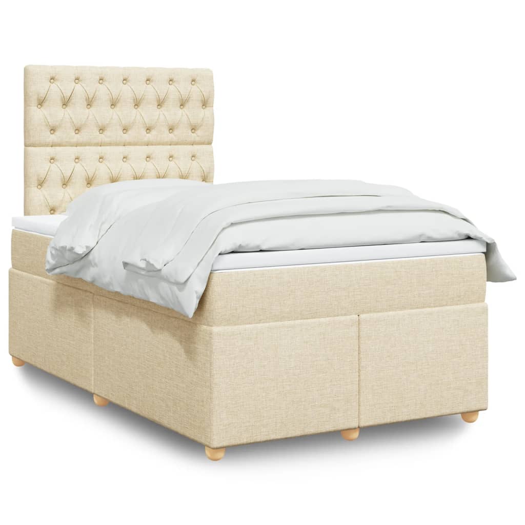 Boxspring met matras stof crèmekleurig 120x190 cm Bedden & bedframes | Creëer jouw Trendy Thuis | Gratis bezorgd & Retour | Trendy.nl