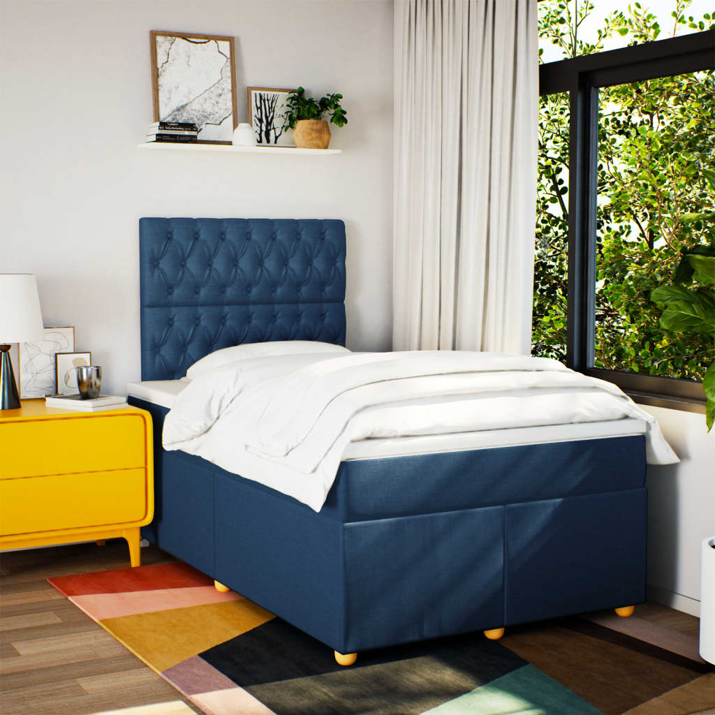 Boxspring met matras stof blauw 120x190 cm Bedden & bedframes | Creëer jouw Trendy Thuis | Gratis bezorgd & Retour | Trendy.nl