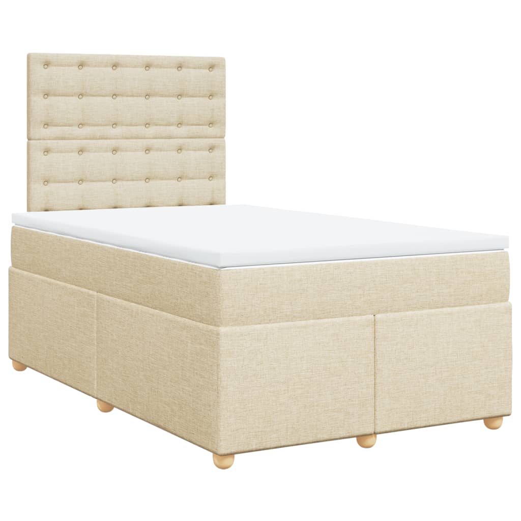 Boxspring met matras stof crèmekleurig 120x190 cm Bedden & bedframes | Creëer jouw Trendy Thuis | Gratis bezorgd & Retour | Trendy.nl