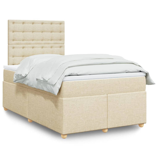 Boxspring met matras stof crèmekleurig 120x190 cm Bedden & bedframes | Creëer jouw Trendy Thuis | Gratis bezorgd & Retour | Trendy.nl