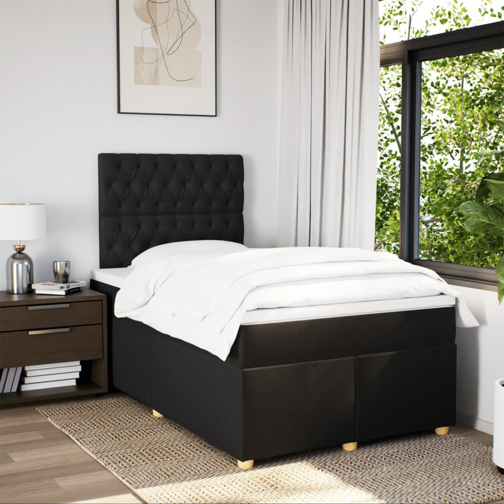 Boxspring met matras stof zwart 120x200 cm Bedden & bedframes | Creëer jouw Trendy Thuis | Gratis bezorgd & Retour | Trendy.nl