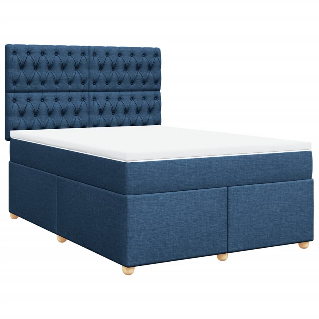 Boxspring met matras stof blauw 140x190 cm Bedden & bedframes | Creëer jouw Trendy Thuis | Gratis bezorgd & Retour | Trendy.nl