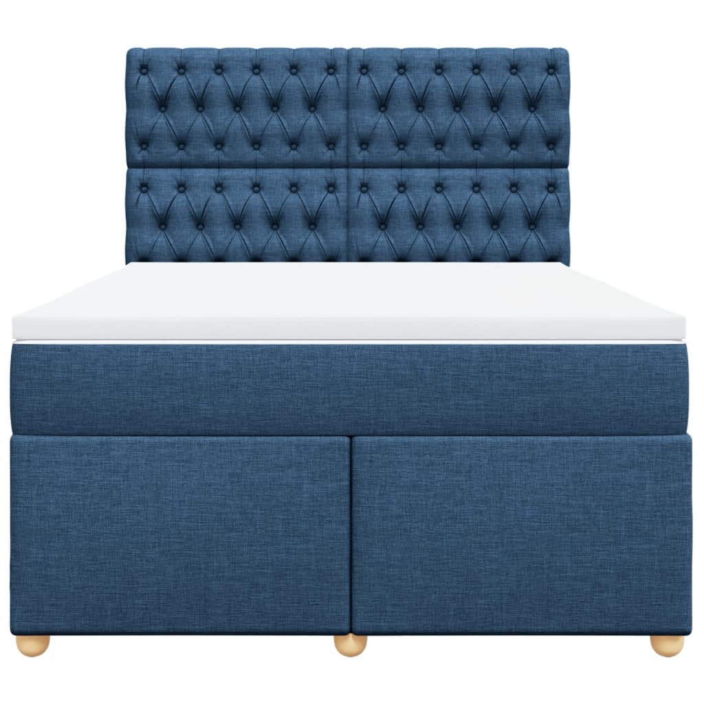 Boxspring met matras stof blauw 140x190 cm Bedden & bedframes | Creëer jouw Trendy Thuis | Gratis bezorgd & Retour | Trendy.nl