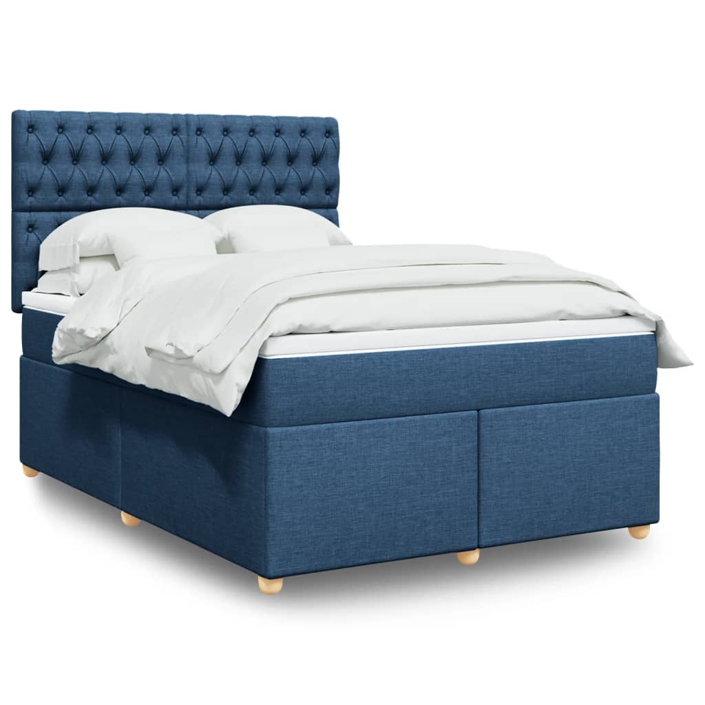 Boxspring met matras stof blauw 140x190 cm Bedden & bedframes | Creëer jouw Trendy Thuis | Gratis bezorgd & Retour | Trendy.nl