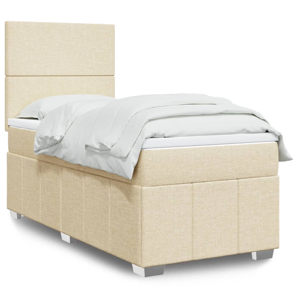 Boxspring met matras stof crèmekleurig 90x190 cm