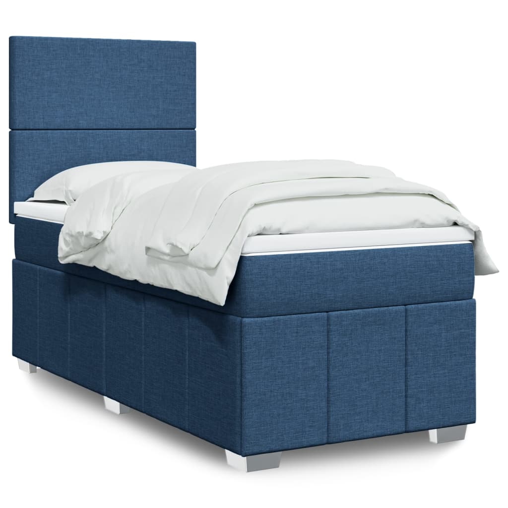 Boxspring met matras stof blauw 90x190 cm Bedden & bedframes | Creëer jouw Trendy Thuis | Gratis bezorgd & Retour | Trendy.nl